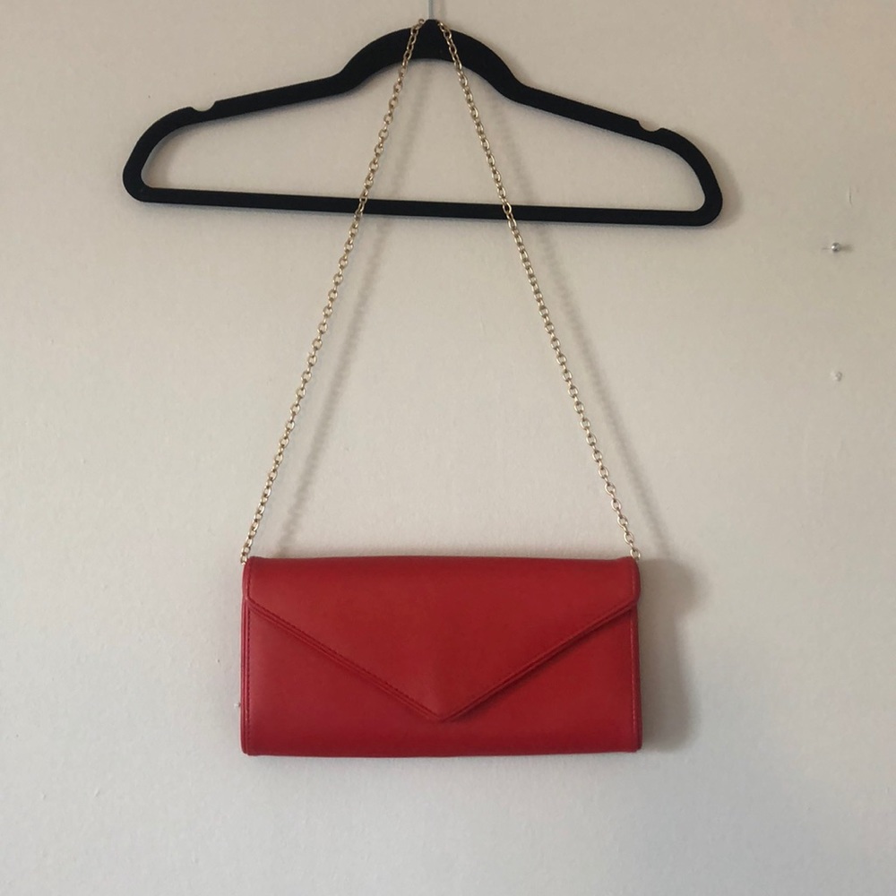 Red Aldo Purse with Gold Detachable Chain
